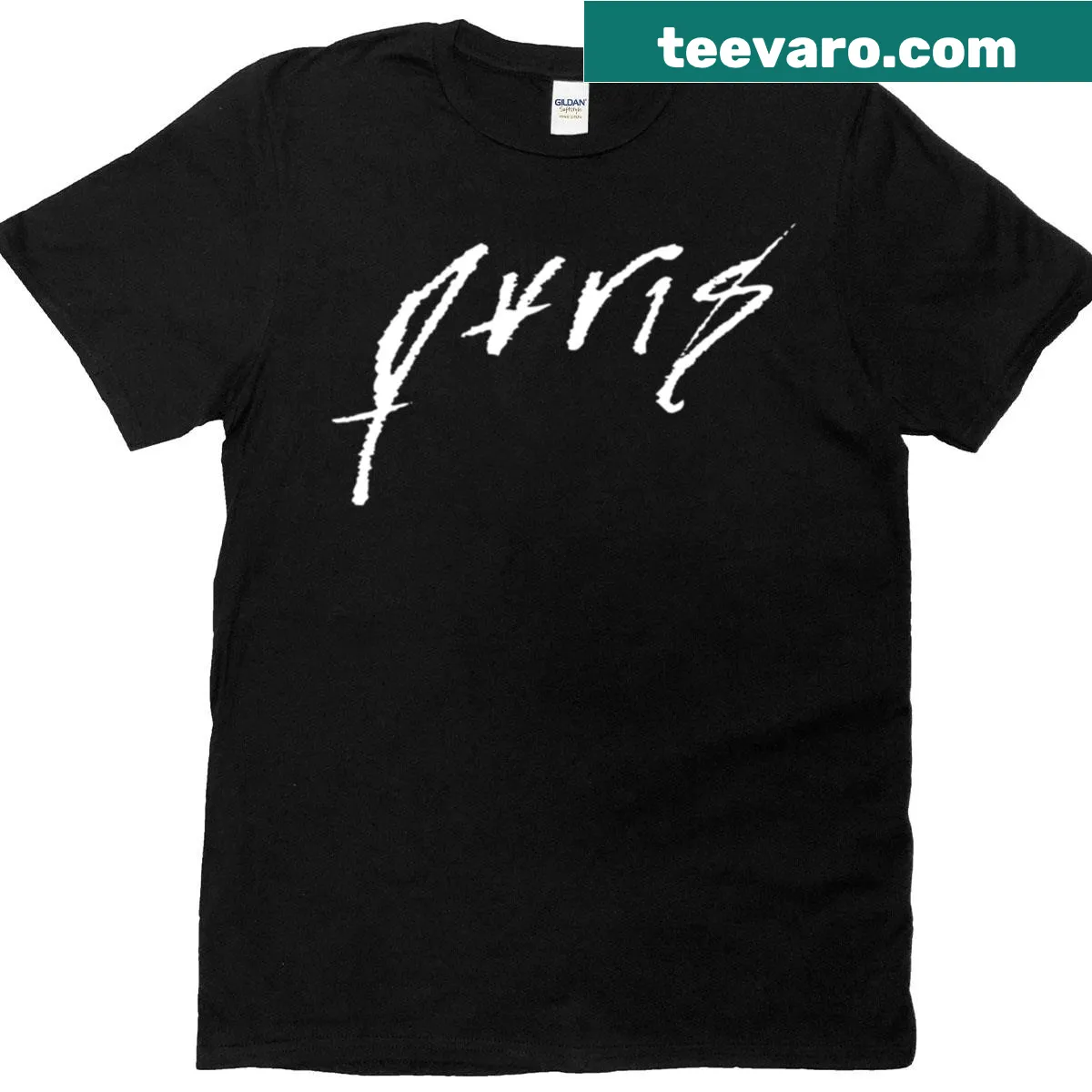 Oversized T-shirt with Pvris band logo design — on a men's t-shirt