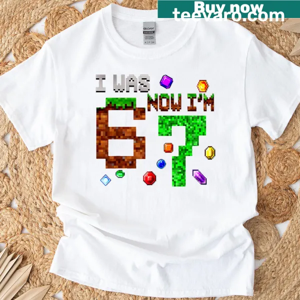 Cute retro birthday t-shirt saying 'I Was 6 Now I'm 7' for kids