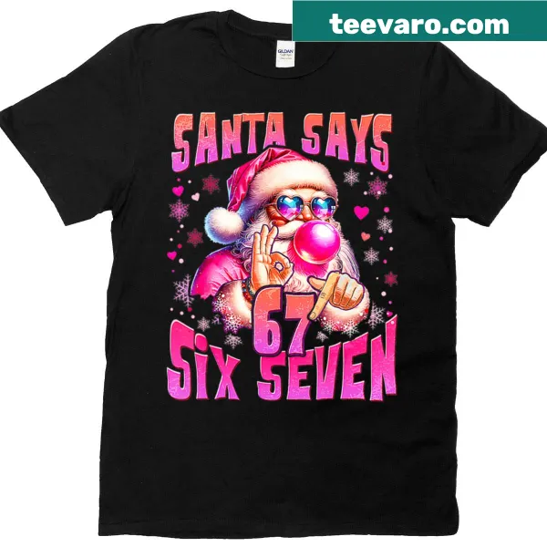 Playful Santa meme T-shirt with Six Seven Christmas design