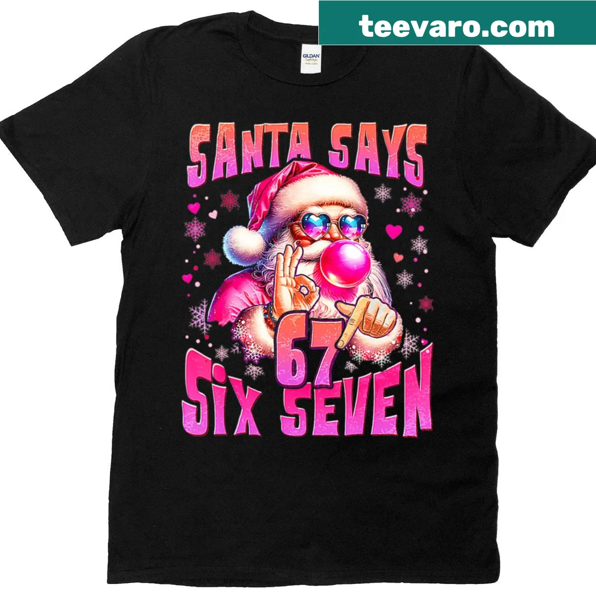 Playful Santa meme T-shirt with Six Seven Christmas design — on a men's t-shirt