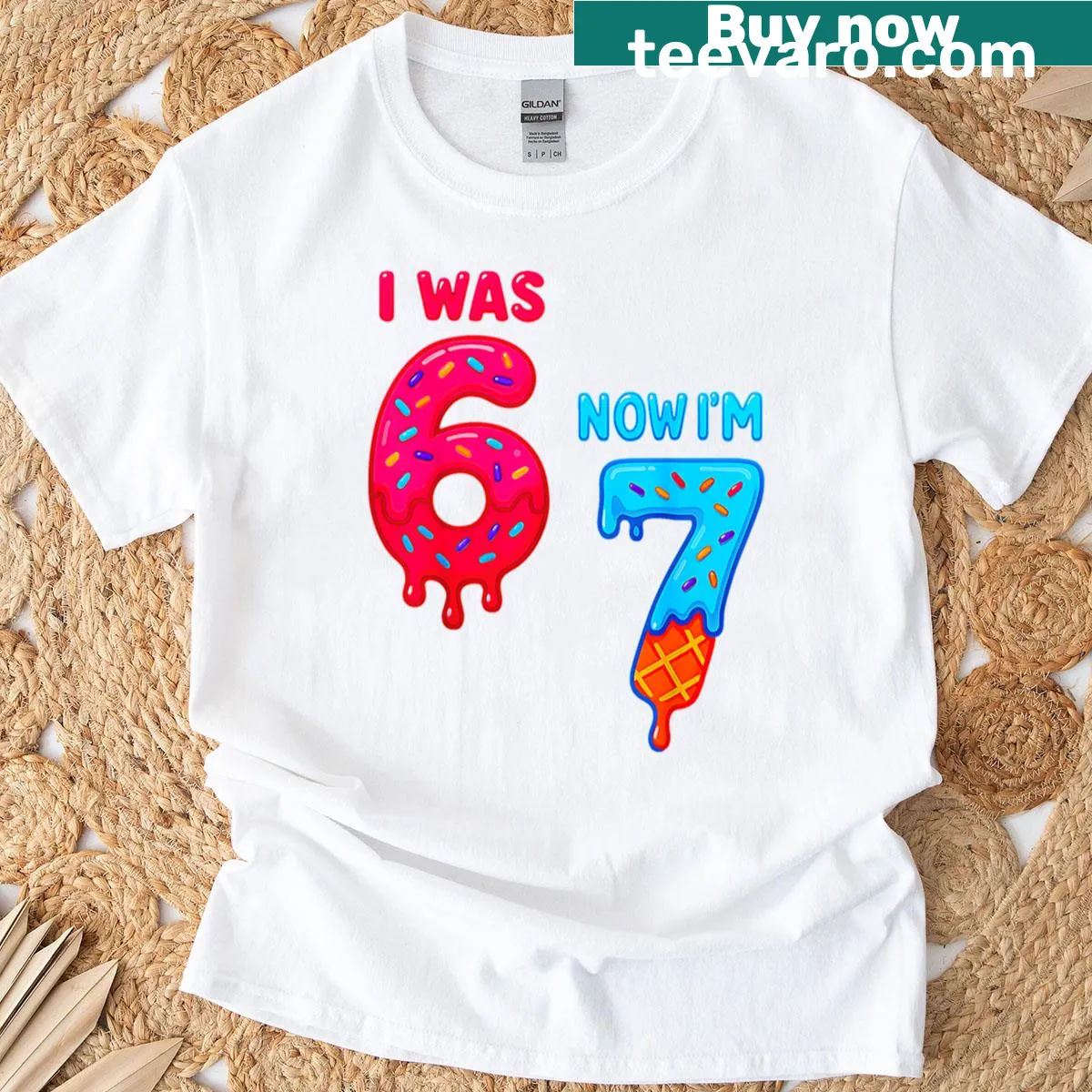 Fun birthday t-shirt with ice cream drip and playful text for kids — on a men's t-shirt