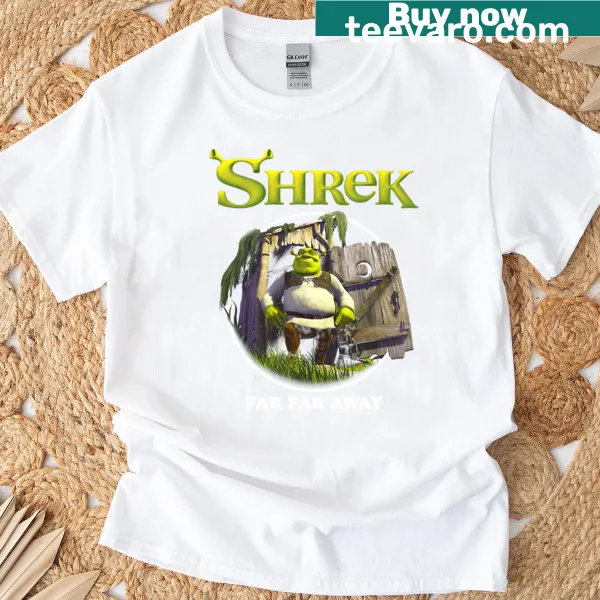 Bold Shrek logo design in confidence pose on a T-shirt.