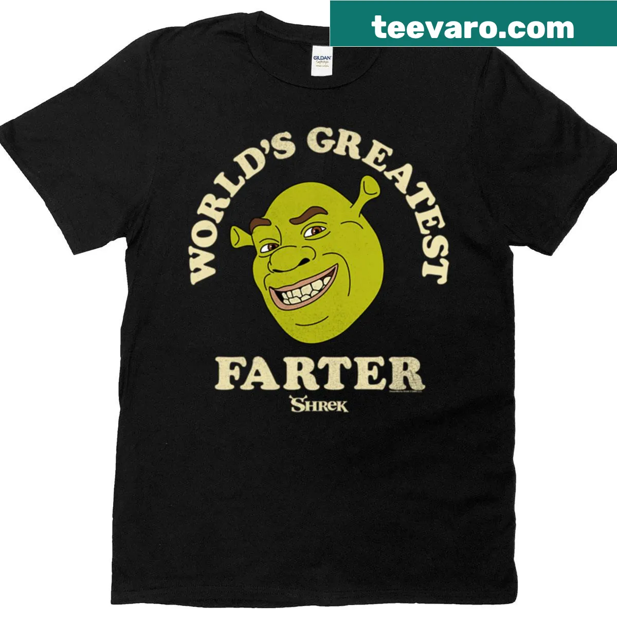 Distressed logo t-shirt for Father's Day featuring Shrek theme and funny text — on a men's t-shirt
