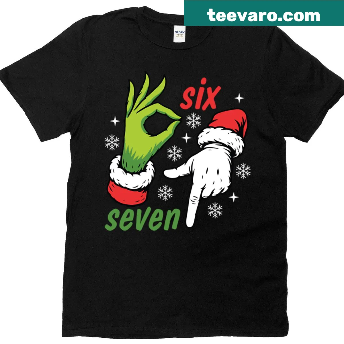 Six Seven Meme Christmas Edition design on a festive t-shirt. — on a men's t-shirt