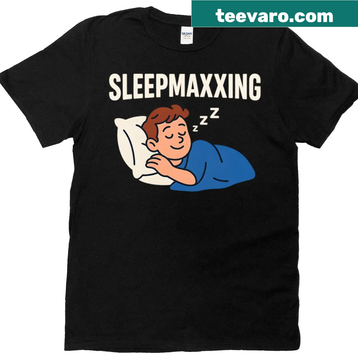 Funny Sleepmaxxing meme design on a comfortable t-shirt. — on a men's t-shirt