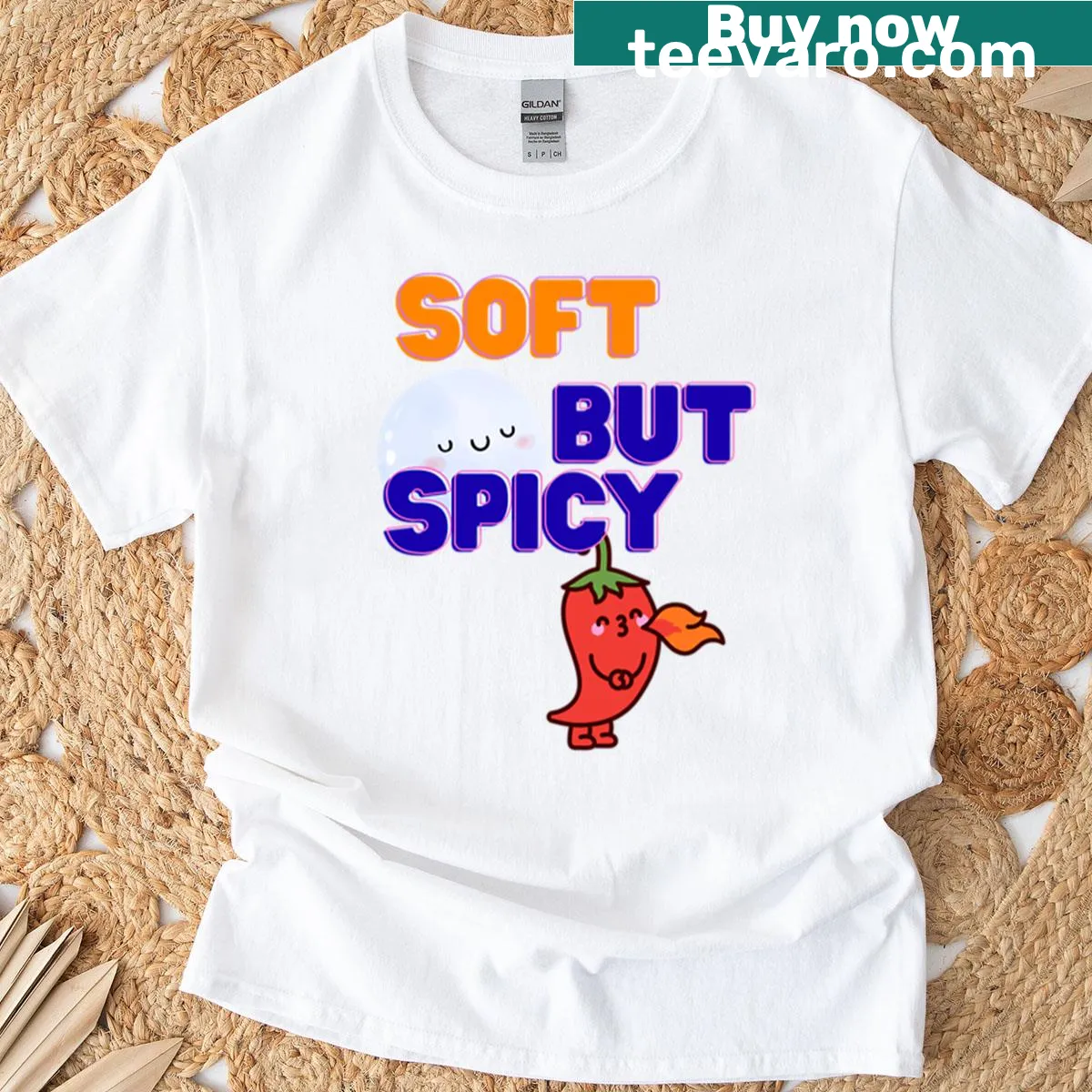 T-shirt with a funny quote blending soft and spicy themes — on a men's t-shirt