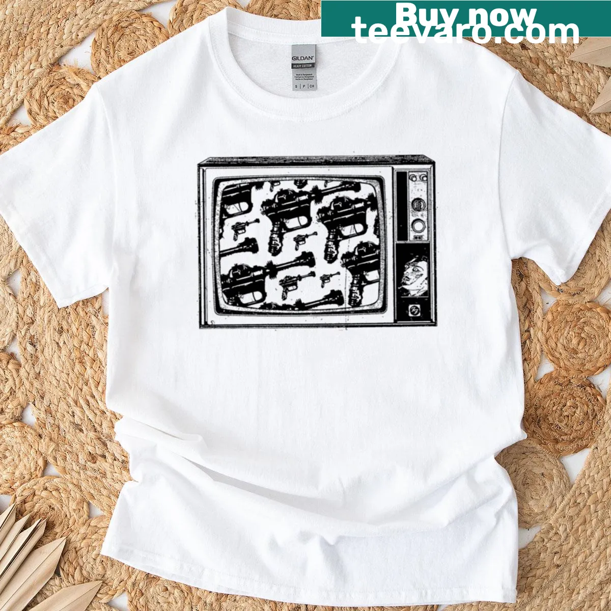 Oversized t-shirt featuring a fun design with television and Foo Fighters — on a men's t-shirt