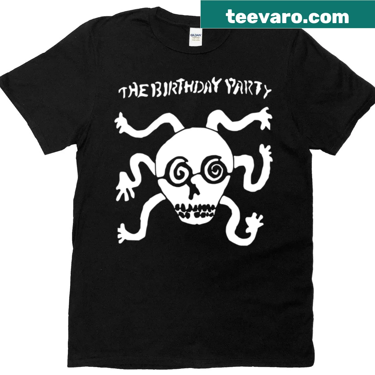 T-shirt with The Birthday Party band logo design. — on a men's t-shirt