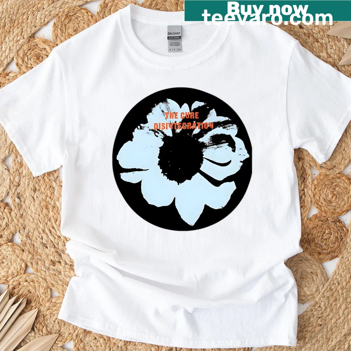 Oversized T-shirt featuring The Cure Disintegration logo — on a men's t-shirt