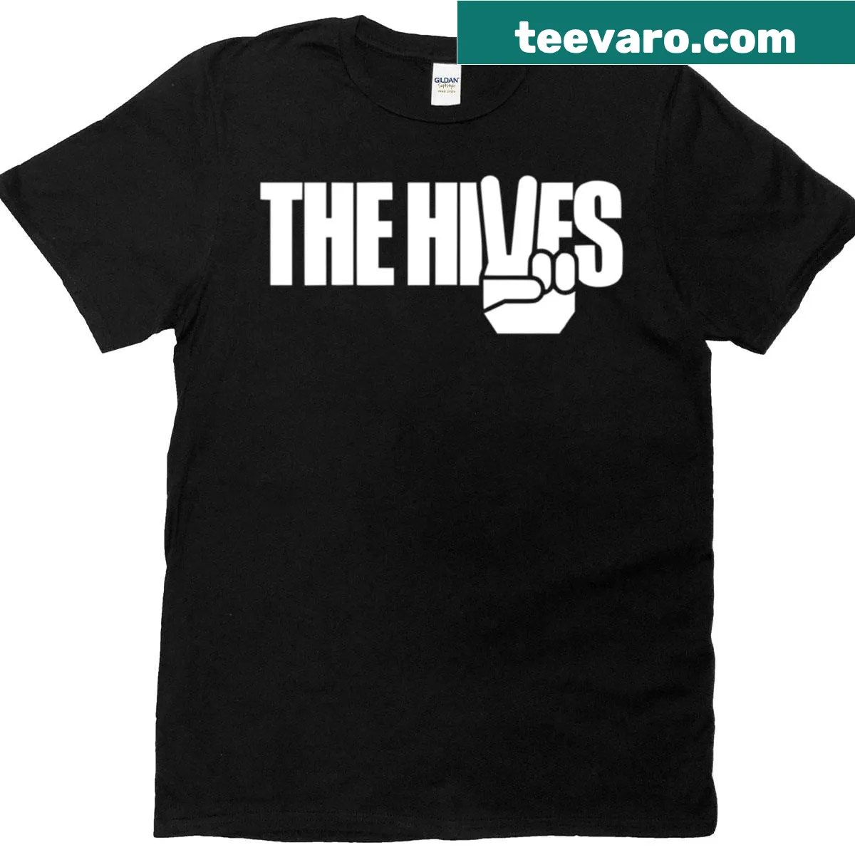 High-definition The Hives band logo T-shirt — on a men's t-shirt