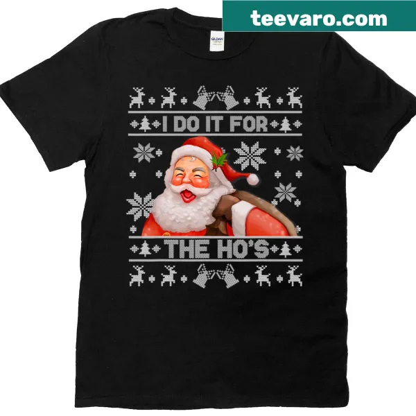 Funny Christmas T-shirt with playful typography featuring holiday phrases
