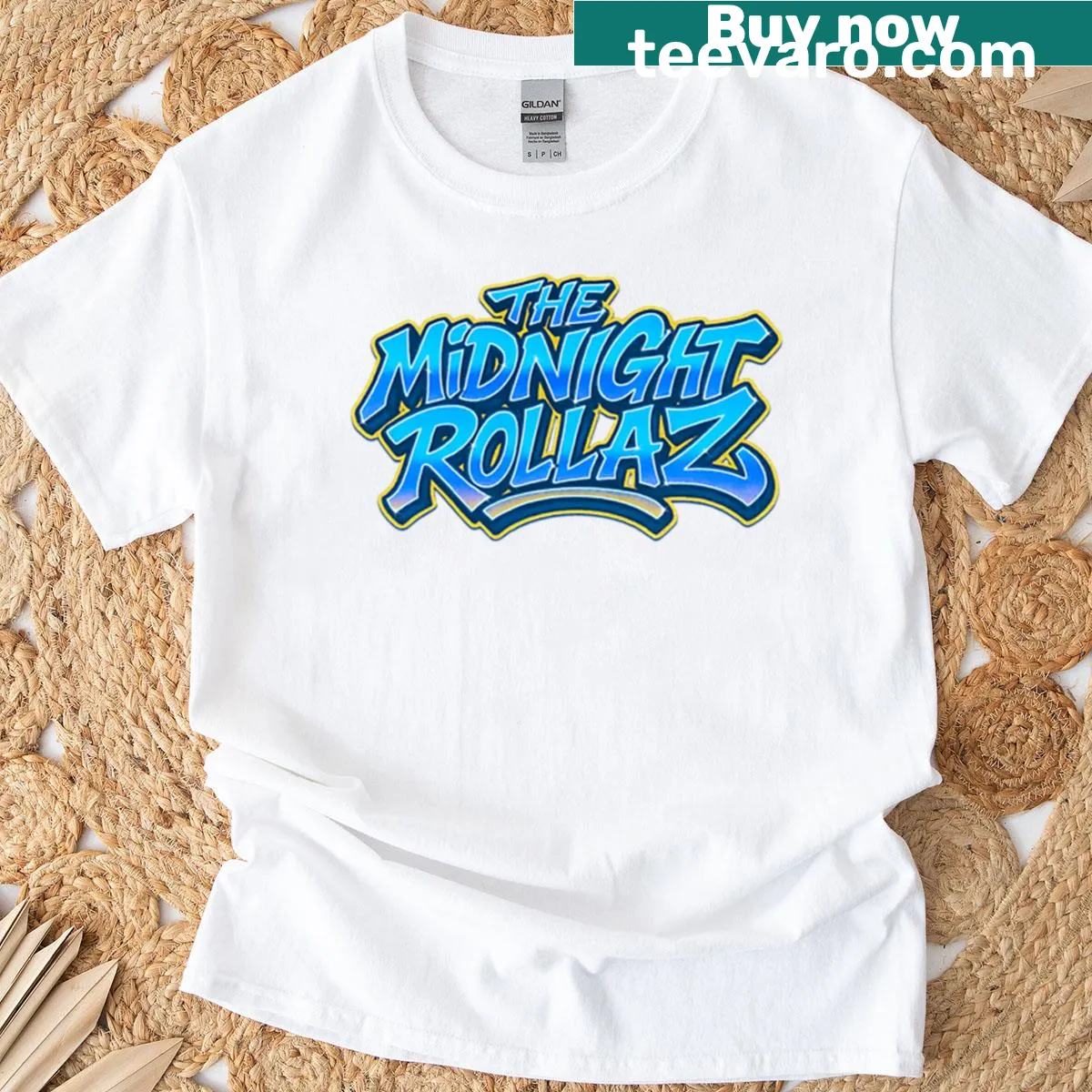 Oversized t-shirt with The Midnight Rollaz Cruisin logo design — on a men's t-shirt