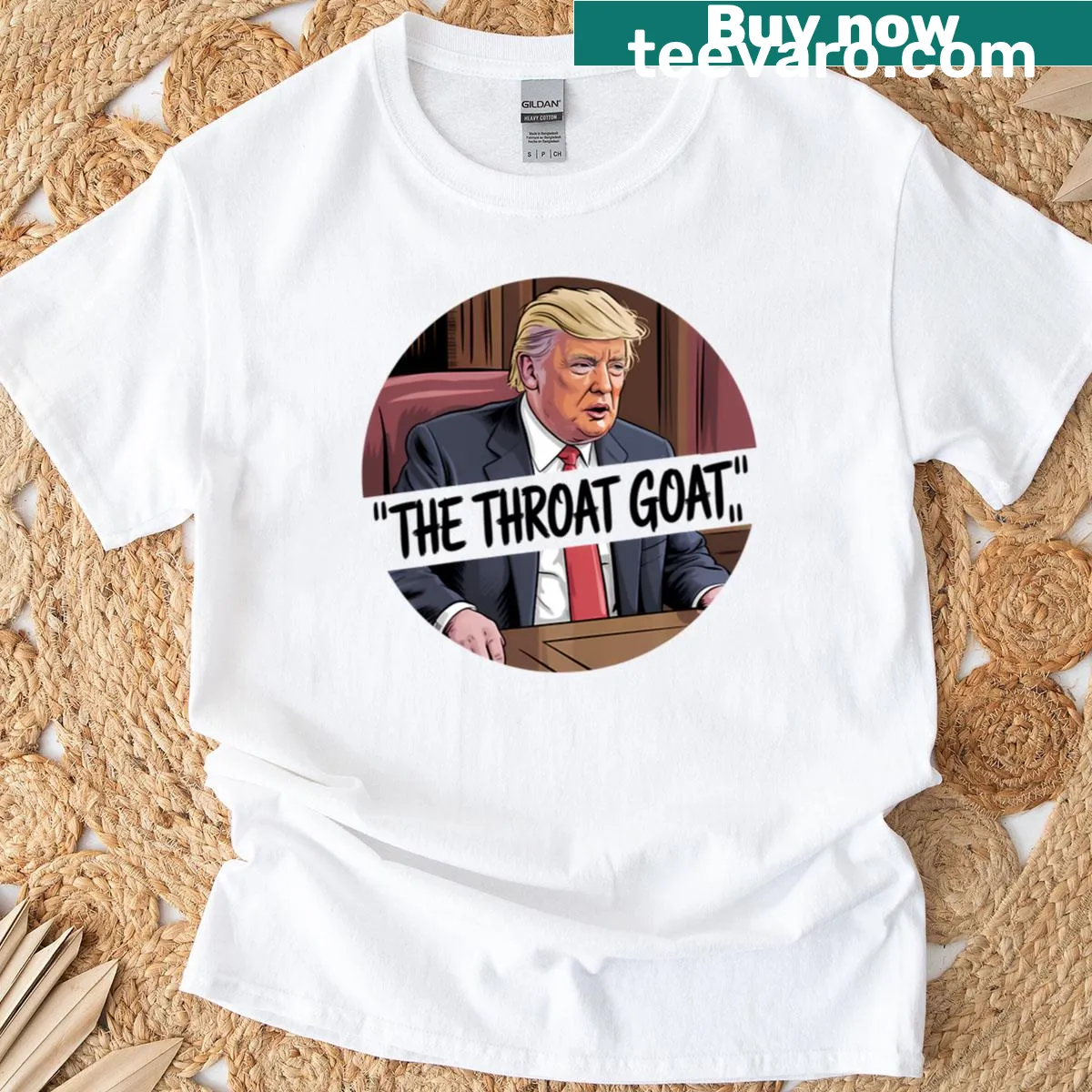 Graphic t-shirt with the phrase 'The Throat Goat' — on a men's t-shirt