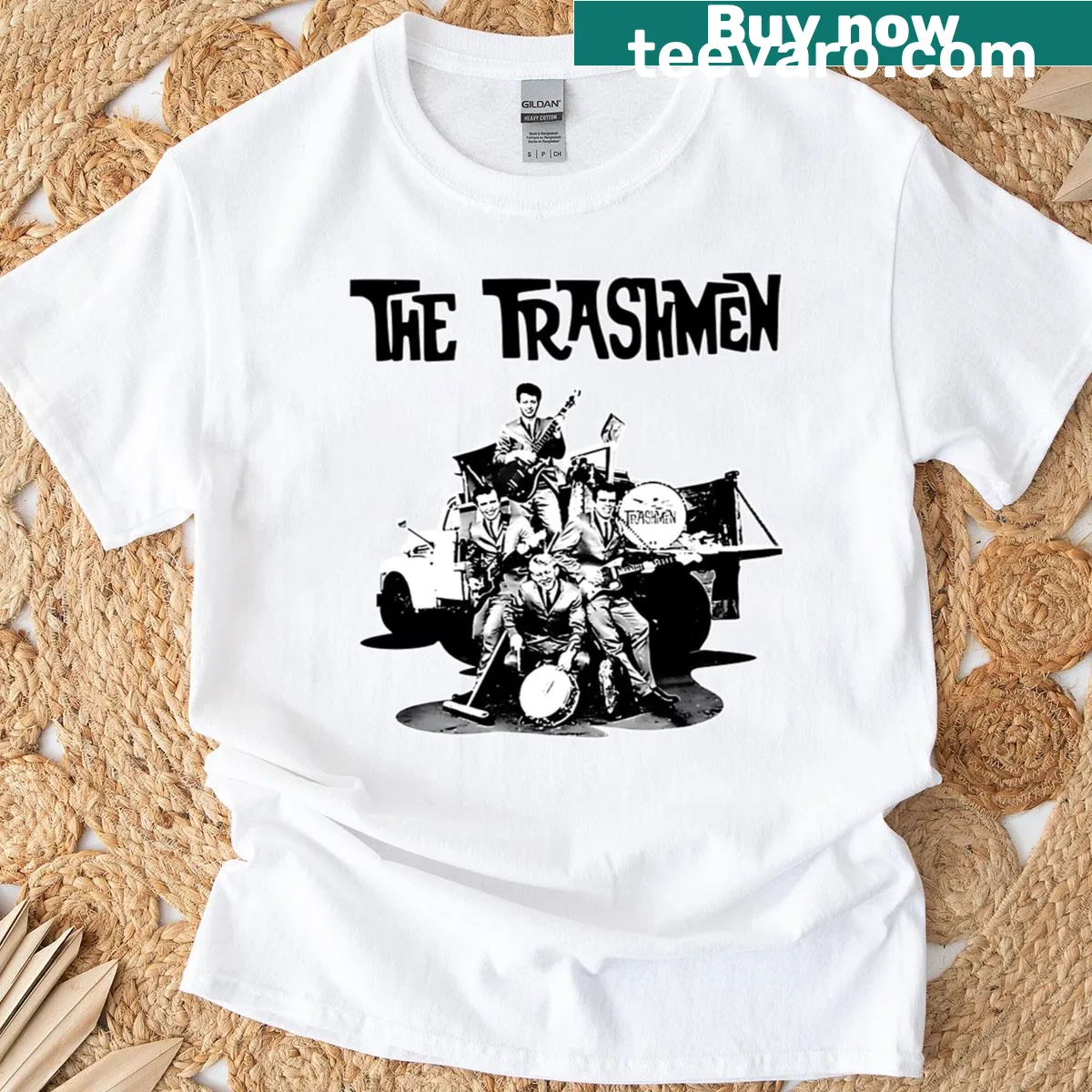 Vintage-style T-shirt featuring the Trashmen logo — on a men's t-shirt