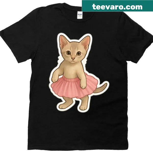 Cute cat in pink tutu graphic on a t-shirt