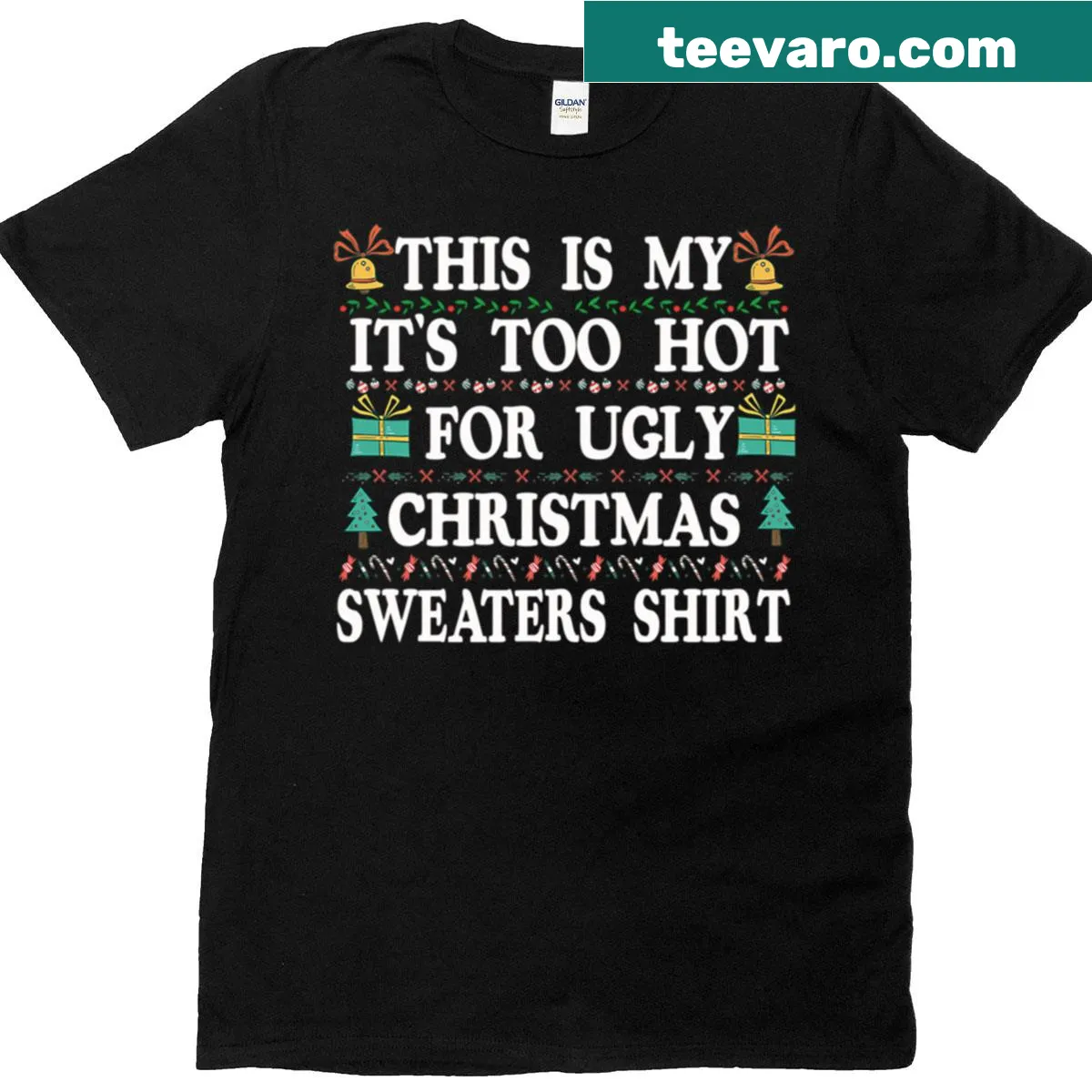 Funny Christmas-themed t-shirt featuring humorous text. — on a men's t-shirt