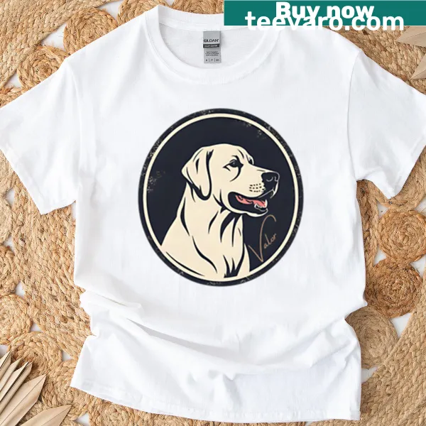 Illustration of a brave Labrador on a t-shirt