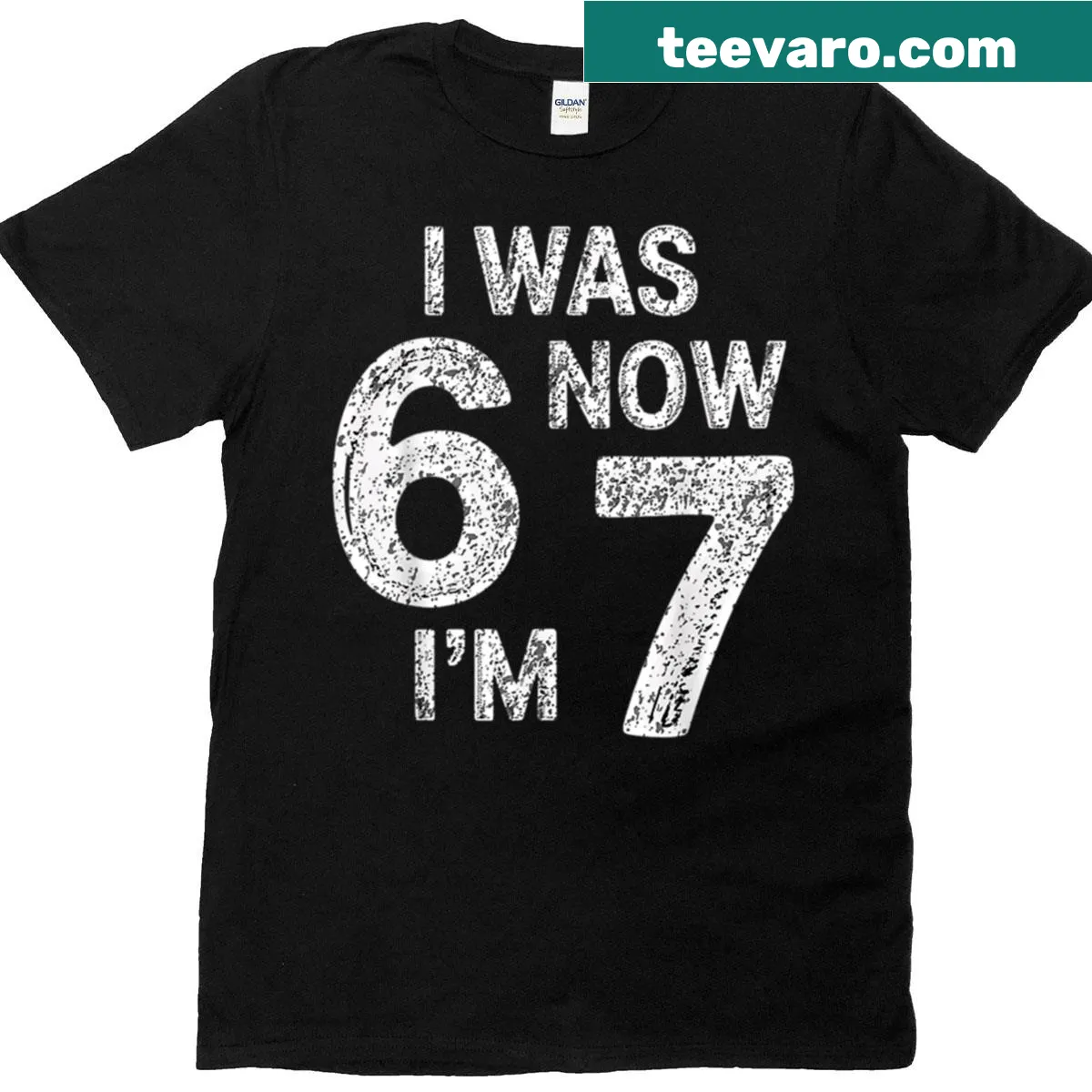 Funny birthday shirt for kids saying I Was 6 Now I'm 7 — on a men's t-shirt