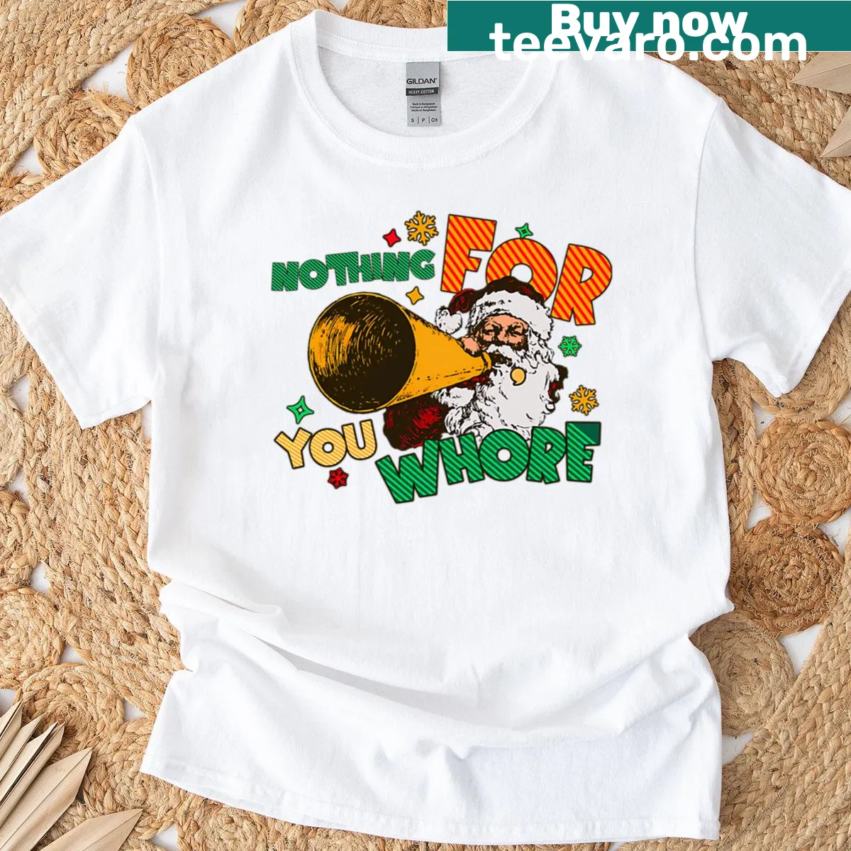 Vintage holiday quote graphic with Santa on a T-shirt — on a men's t-shirt