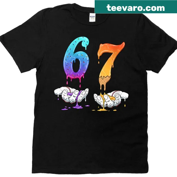 Funny T-shirt with meme graphics and text about ice cream and baseball