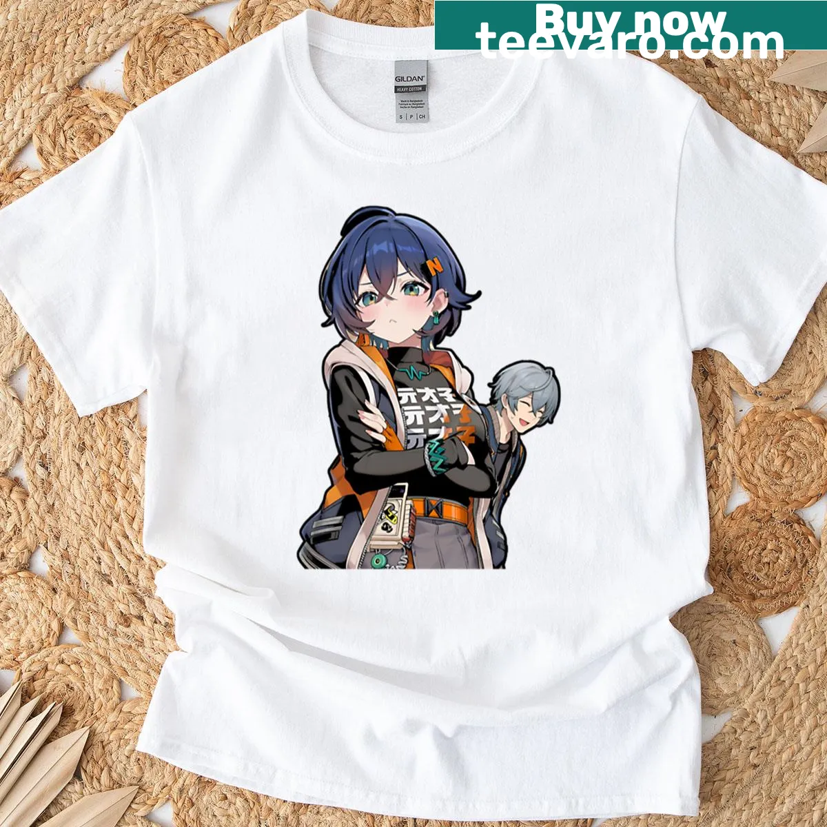 Zenless Zone Zero meme graphic T-shirt featuring Belle — on a men's t-shirt