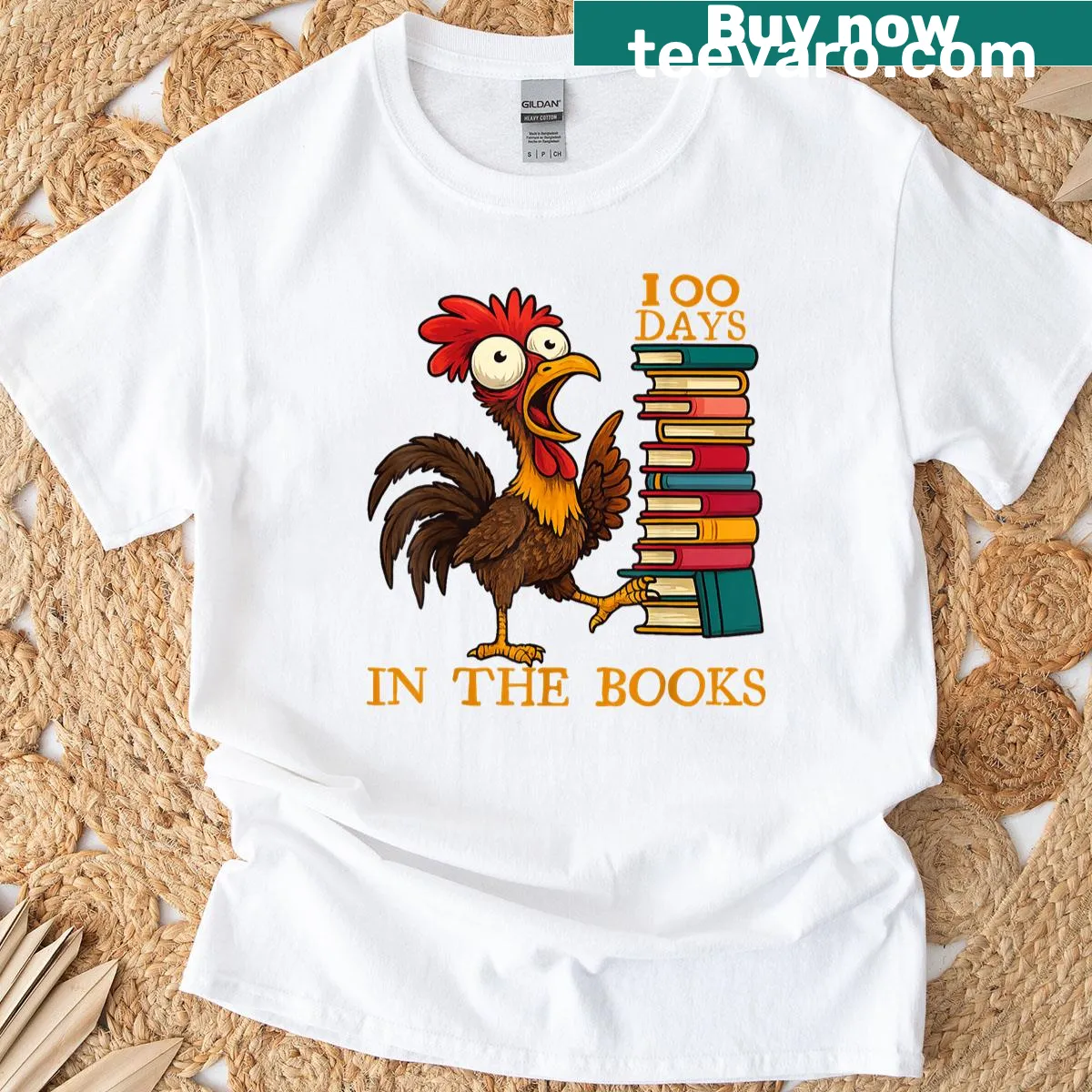 T-shirt celebrating 100 days of school with playful graphics — on a men's t-shirt