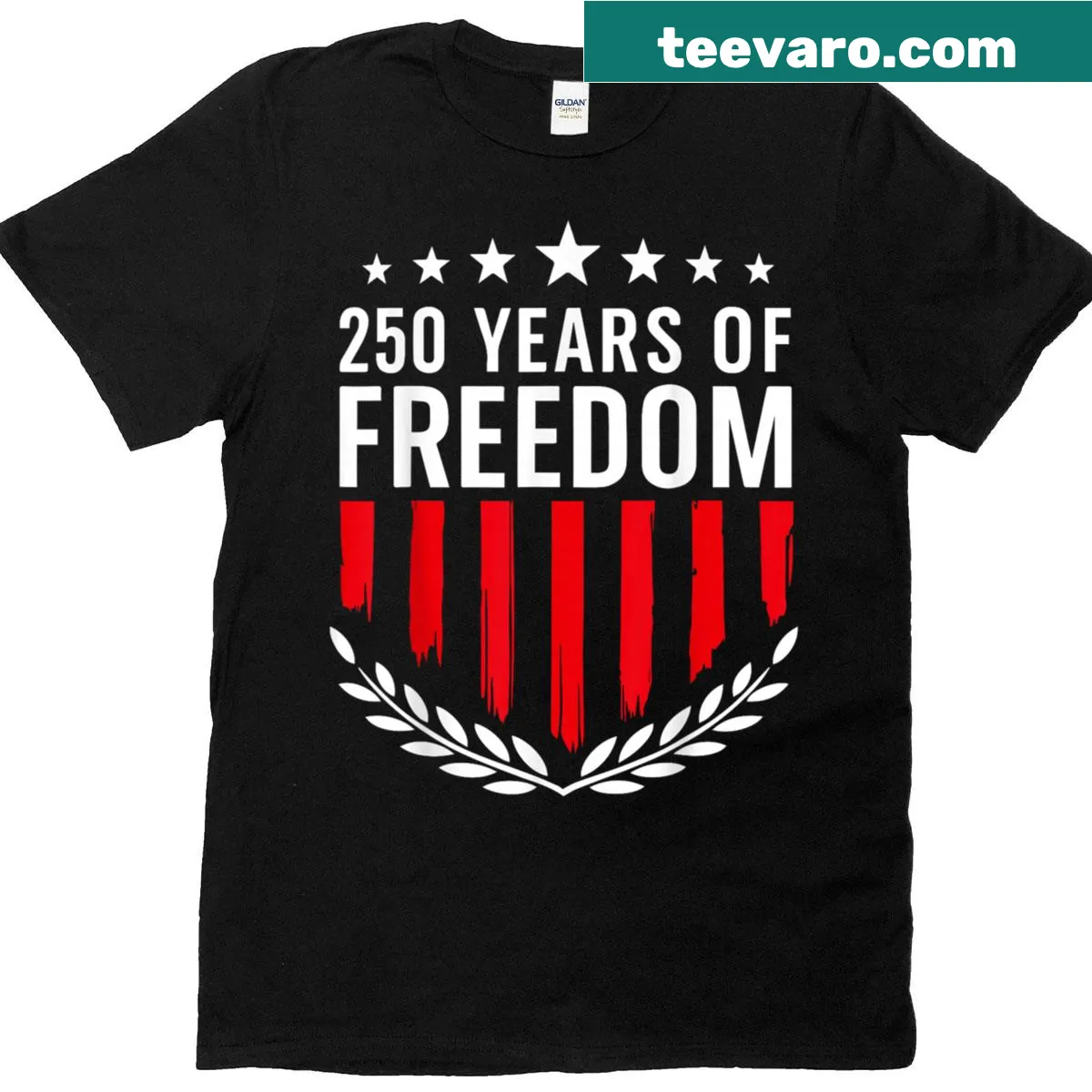Patriotic t-shirt celebrating 250 years of American independence — on a men's t-shirt