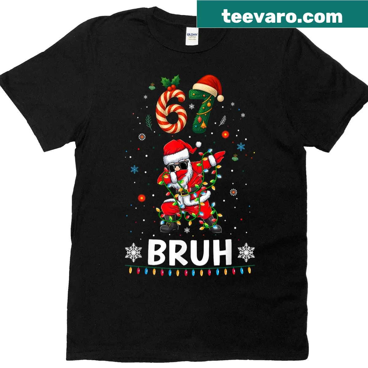 Funny Christmas meme t-shirt with Bruh text design — on a men's t-shirt