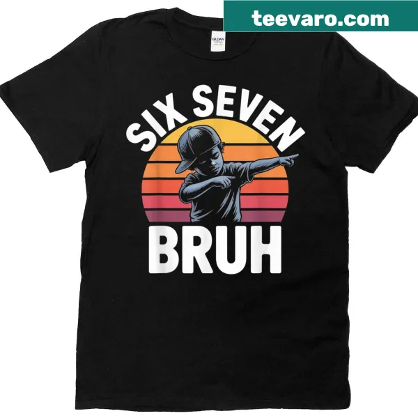 Kids funny t-shirt with 67 meme and dabbing character design