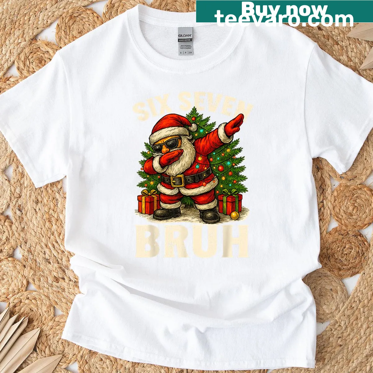 Funny Christmas graphic combining humor and meme culture — on a men's t-shirt