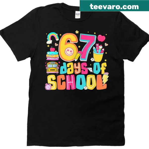Teacher shirt that reads '67 Days Smarter' for the 67th day of school