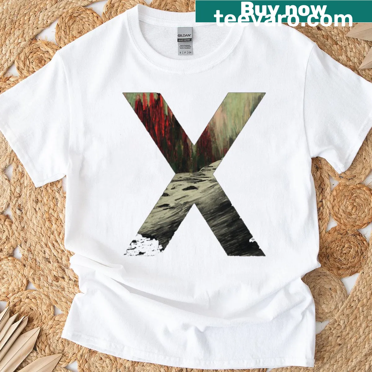 Thoughtful T-shirt featuring a cross design — on a men's t-shirt