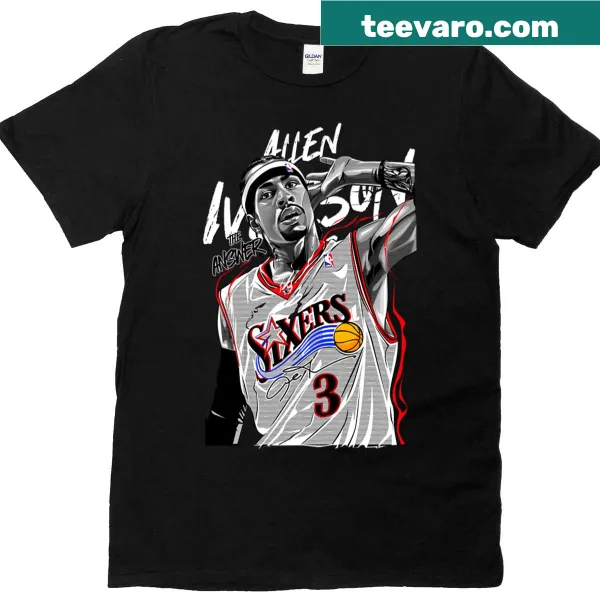 Portrait of Allen Iverson on a t-shirt for basketball fans.