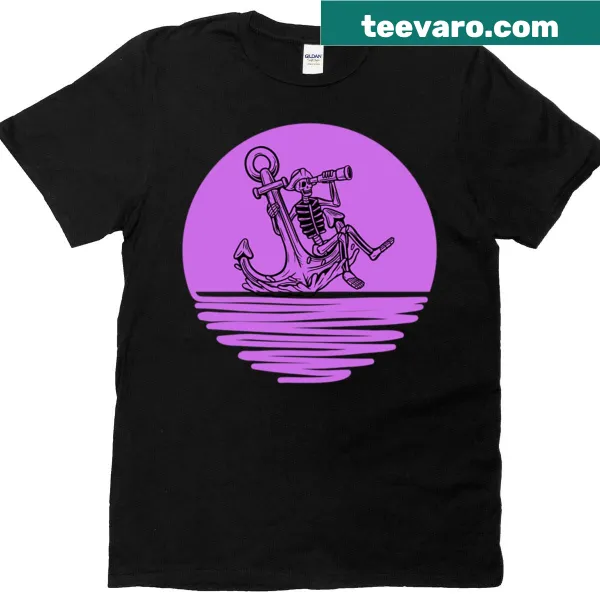 Cartoon-style anchor with pirate elements on a t-shirt