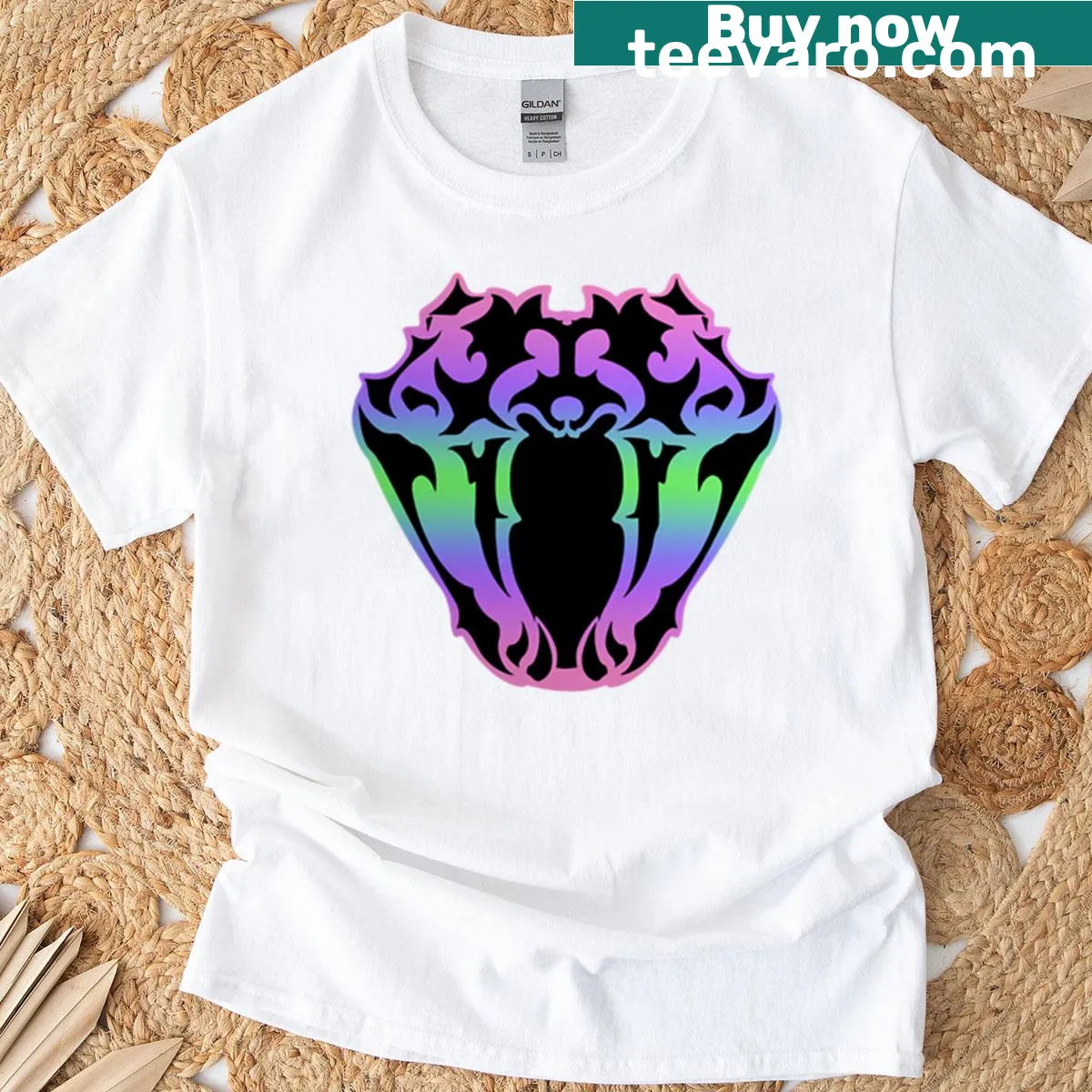Trigender Pride T-shirt with the phrase 'Anguis Cantus' in elegant typography. — on a men's t-shirt
