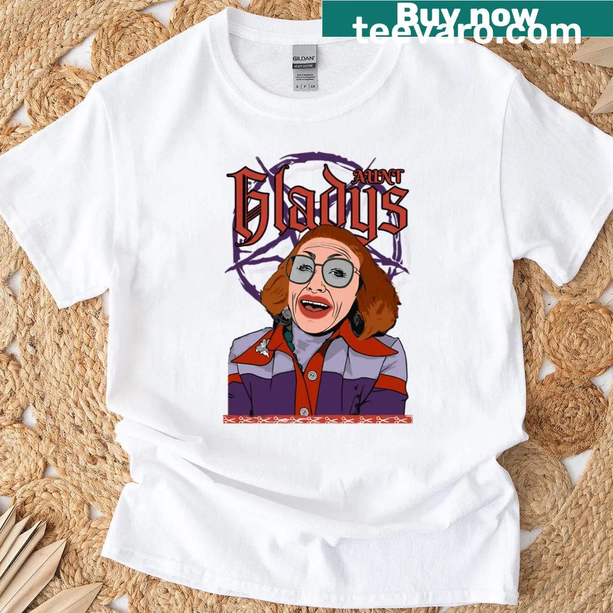 Aunt Gladys T-shirt with a sentimental design — on a men's t-shirt