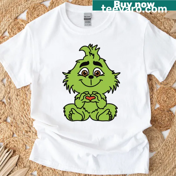 Cute Baby Grinch t-shirt for kids with whimsical design