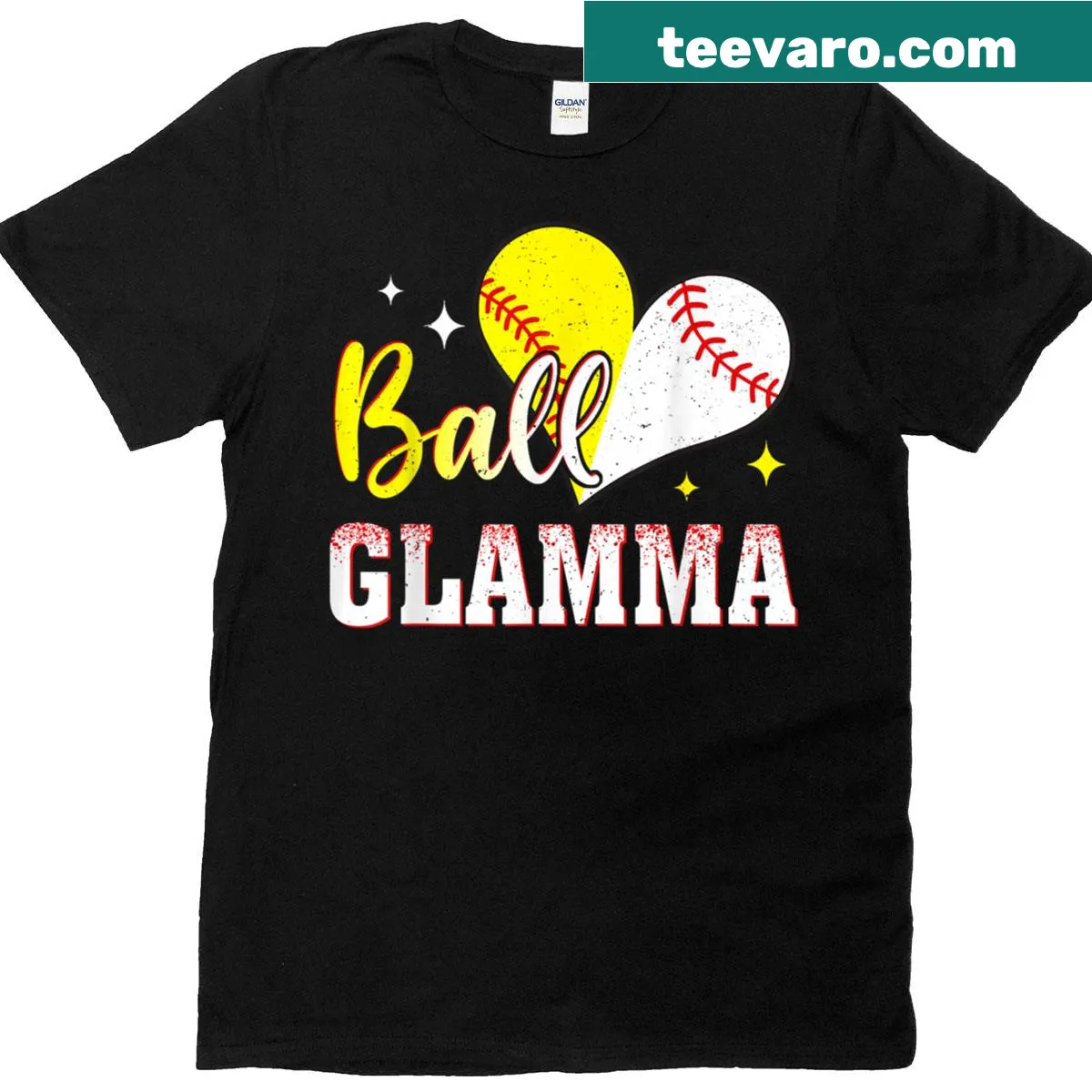 Playful typography 'Ball Glamma' on a sports T-shirt — on a men's t-shirt