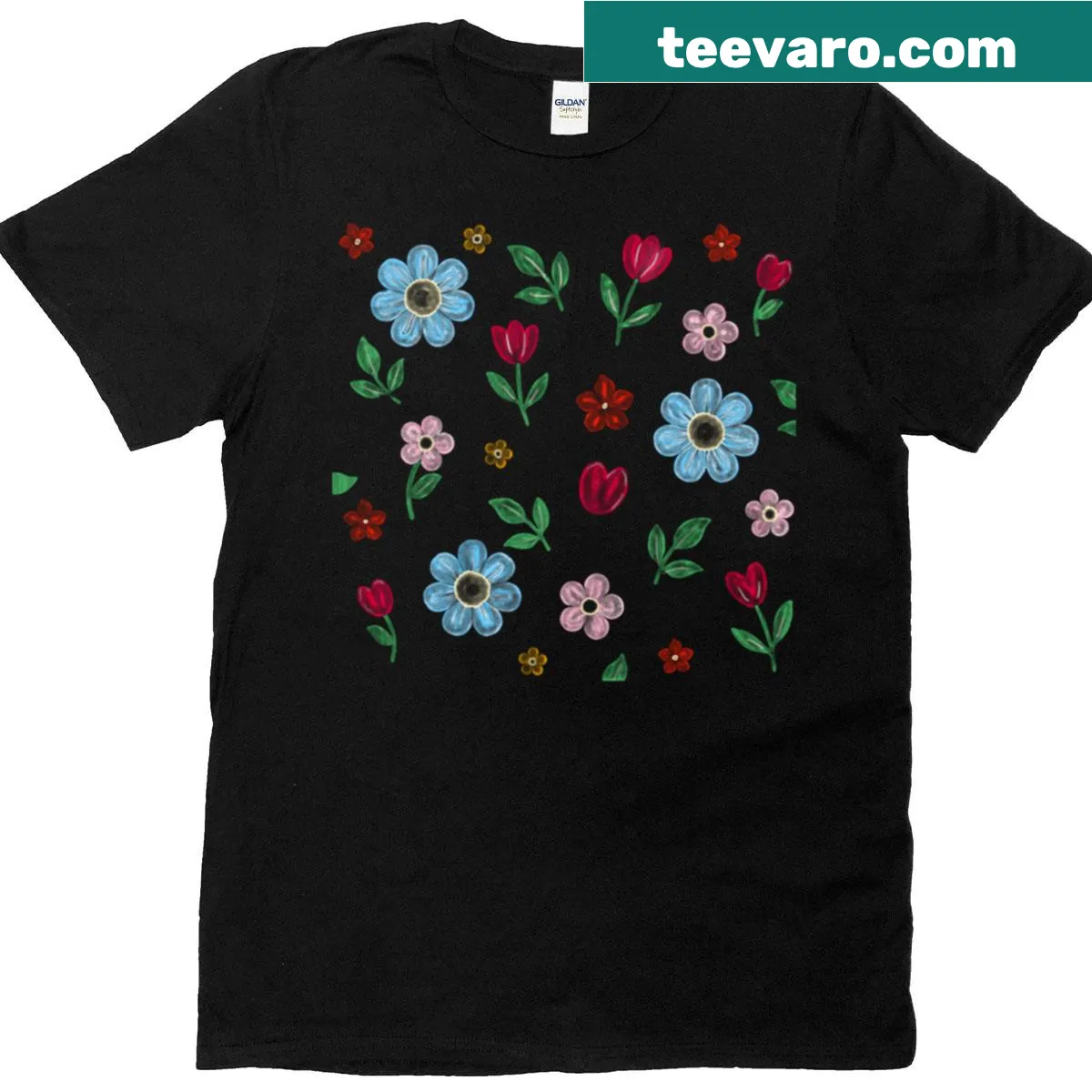 Botanical floral pattern nature-inspired t-shirt — on a men's t-shirt