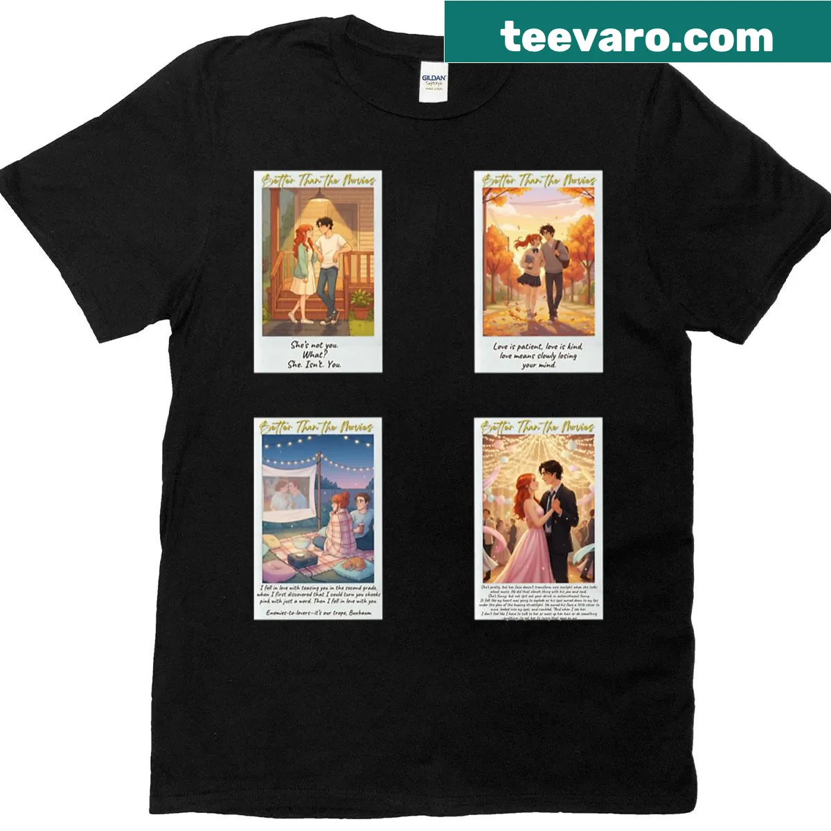 Hand-lettered graphic tee with 'Better Than The Movies' slogan — on a men's t-shirt