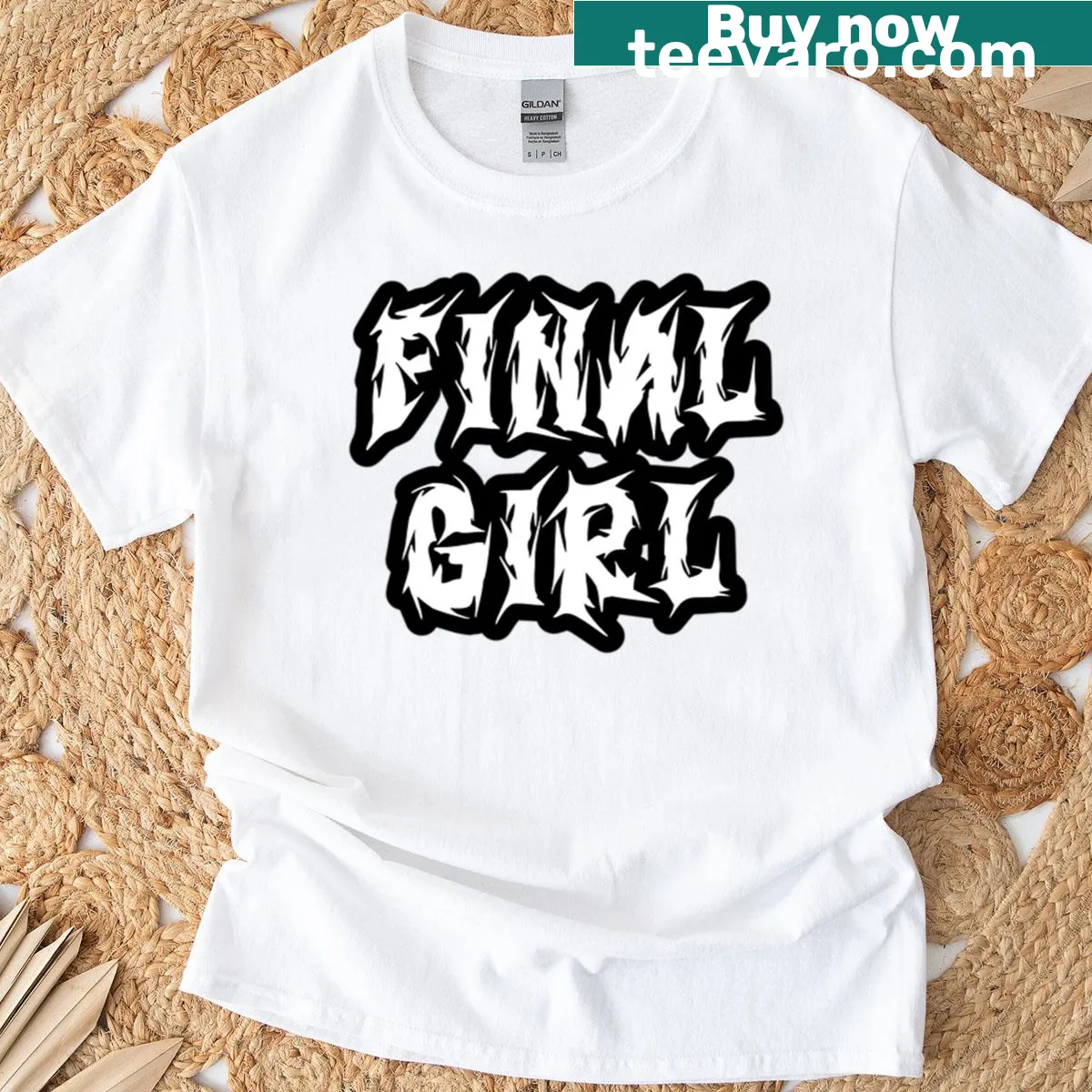 Oversized t-shirt with 'Final Girl' text design — on a men's t-shirt