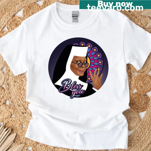 T-shirt with the phrase 'Bless You' printed in playful font