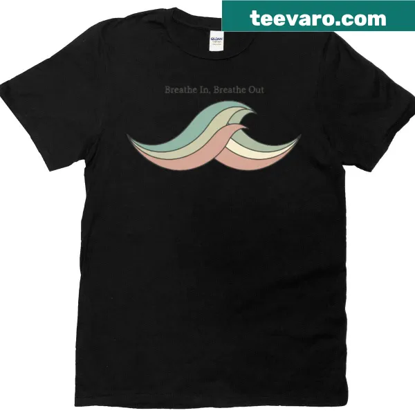 Minimal wave design t-shirt promoting calmness and mindfulness