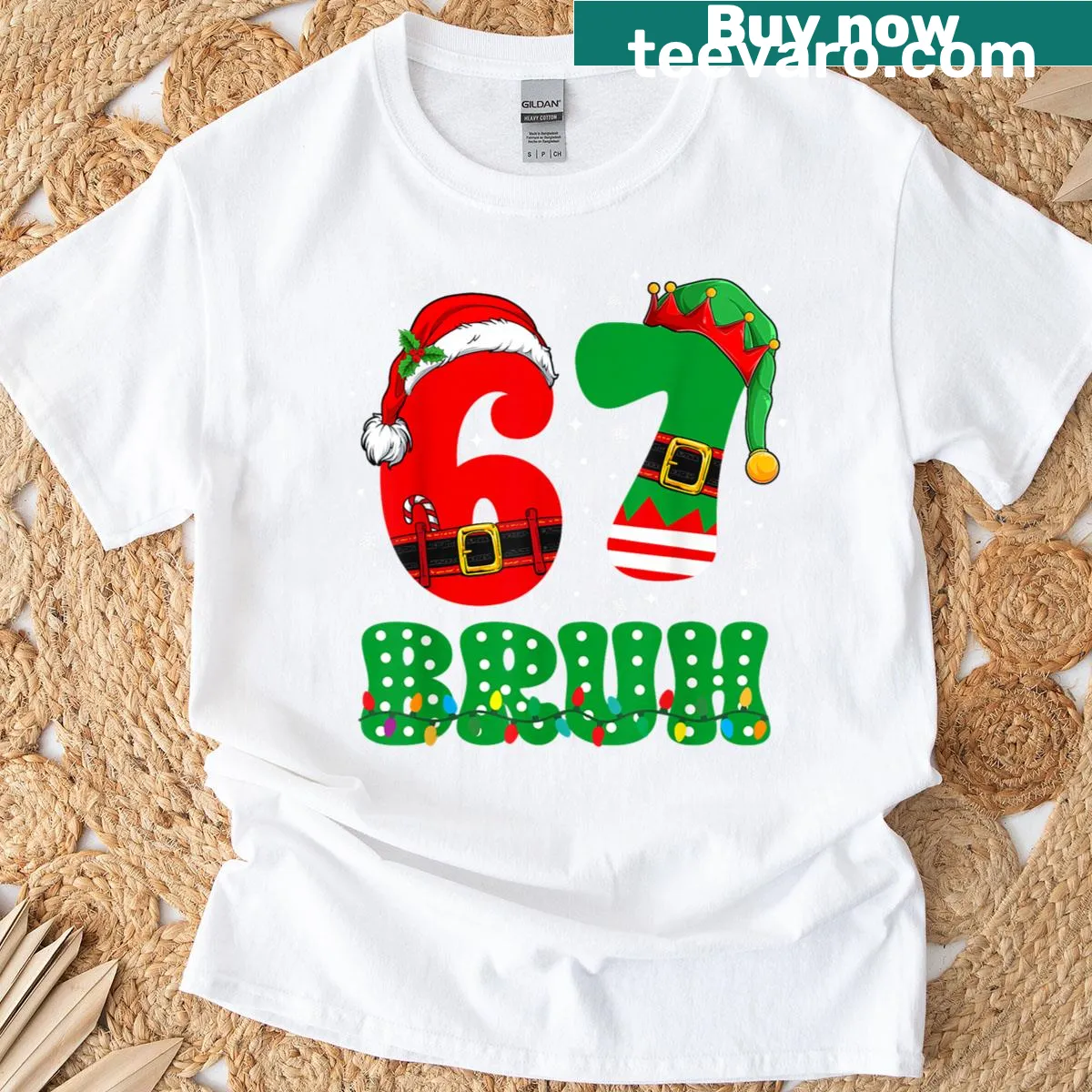 Funny Bruh meme text with numbers on T-shirt — on a men's t-shirt