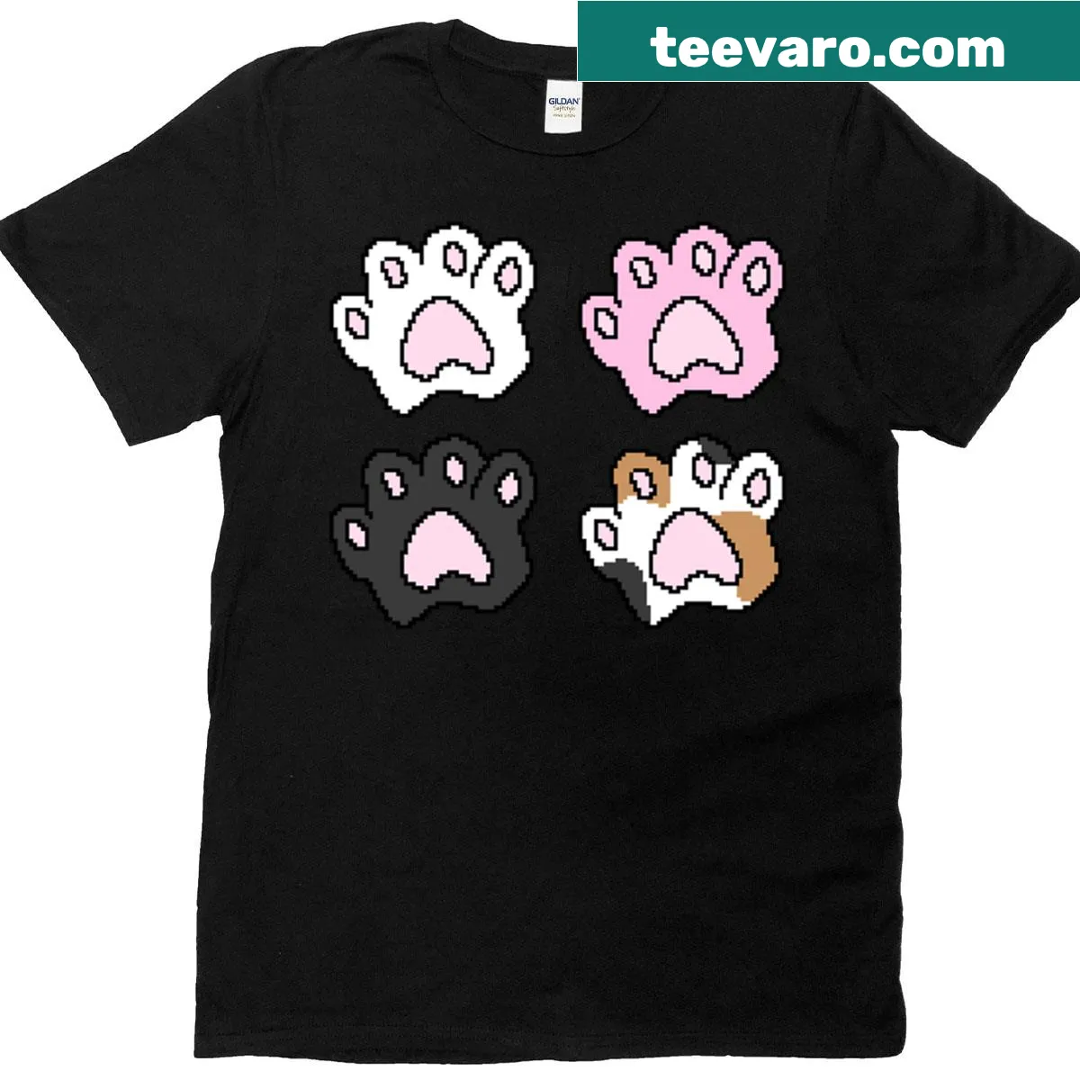 Cute cat paw illustrations on a playful t-shirt — on a men's t-shirt