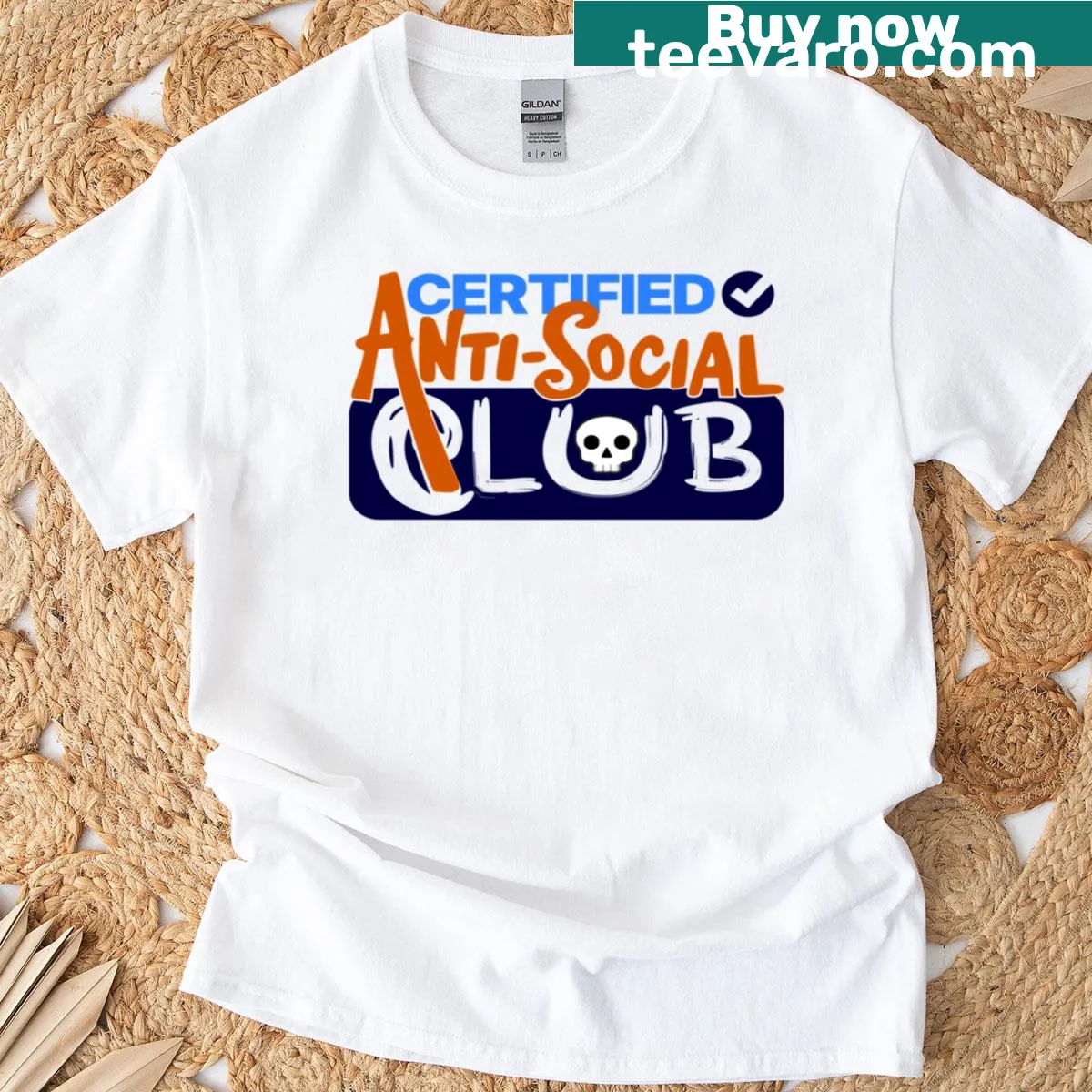 T-shirt with humorous anti-social club statement — on a men's t-shirt