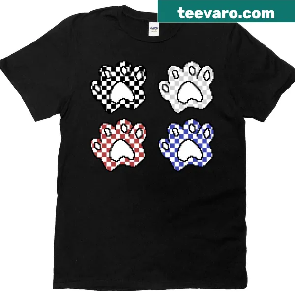 Checkered cat paw design t-shirt