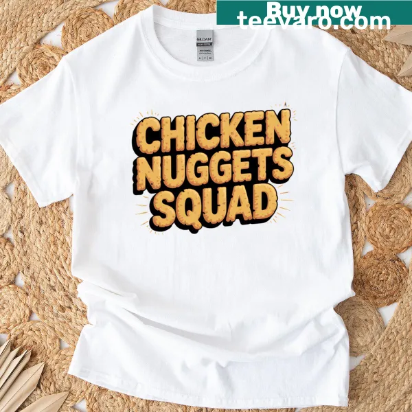 Funny cartoon Chicken Nuggets Squad graphic t-shirt for kids