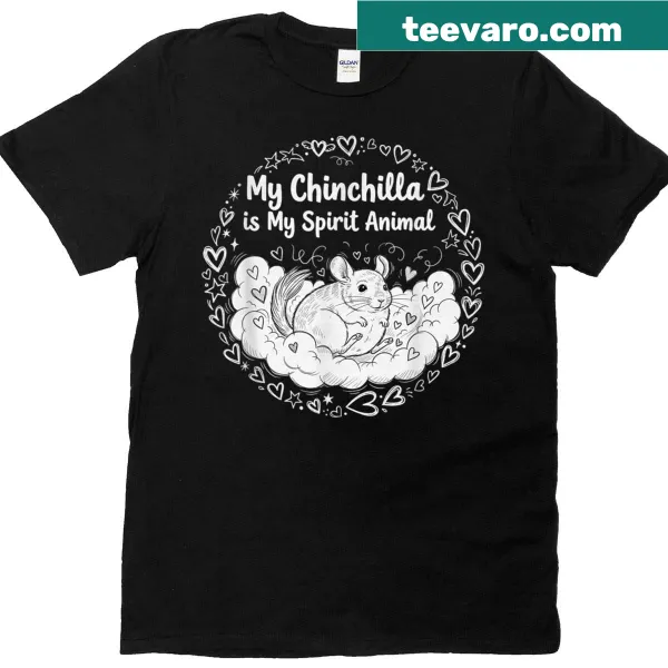 Chinchilla graphic t-shirt with a dust bath theme for rodent lovers