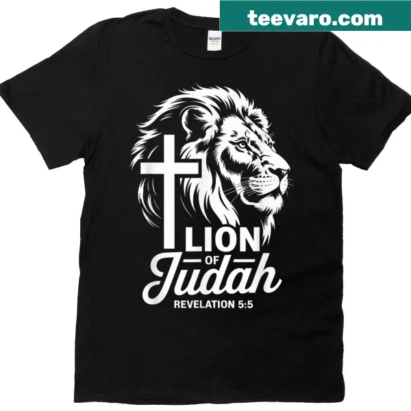 Illustrative T-shirt with Lion of Judah and cross design
